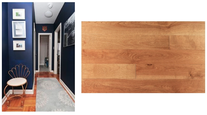 Pièce avec plancher de bois doré